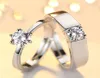 1 Paar modische Kristall-CZ-Stein-Hochzeits-Verlobungsringe für Paare, versilberter verstellbarer Ring für Damen und Herren