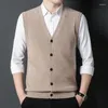 Męskie swetry owce wełna męska kamizelka 2024 Spring Autumn Knitted Pure Man Sleepevele Single Bedeed Cardigan