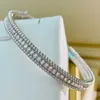 V-Armband, Luoxi-Tempelschmuck, 925 versilbertes Platin, zweireihiges Armband, modisches und minimalistisches Diamant-Feinarmband, Boutique-Party
