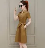 Dress Korean Style Bow Belt Decorated Suit Collar Cheap Casual Women's Dresses Summer Leisure Elegant Party Dresses for Women 2023