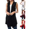 Gilets pour femmes Femmes Cardigan sans manches Gilet d'été ouvert avant drapé mi-longueur asymétrique ourlet gilet manteau léger