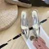 Slingback women tacchi designer triangolo pompe in pelle nera abito puntato scarpe paty sandali sandali slingbacks pompa tallone bianco sandalo di moda comoda