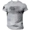 Мужская футболка для тренажерного зала с 3d-принтом в виде флага США, футболка большого размера, повседневная летняя спортивная одежда с короткими рукавами, мужская одежда, футболки, топы 240306