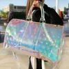 Designer luxury bags High Quality Light Weight Custom Embossed Pvc Holographic Women White Jewelry Weekender Overnight Travel Pouch Sports Duffel Bag