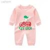 Footies Hot haute qualité nouveau-né bébé barboteuses filles et garçon à manches longues printemps 100% coton vêtements marque lettre imprimer infantile barboteuse enfants Ourfits 240306