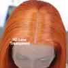 Pelucas de cabello Bob corto peluca jengibre naranja encaje frente humano para mujeres brasileño recto t ombre 27 color remy 240306