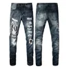 Amirs Jeans Tasarımcı Delik Kot pantolon için Sıska Motosiklet Yumuşatıcı Modeli Yuvarlak Yıldız Harfleri Kot açık Rekreasyon İnce Bacaklı Amirs