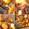 Architecture/DIY House DIY Wooden Princess Room Casa Doll Houses Miniature Building Kits with Furniture Led Dollhouse Toys for Girls Birthday Gifts