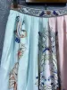 Платья Seqinyy Элегантный костюм Лето-Весна Новый модный дизайн Женская подиумная рубашка с бисером + длинная плиссированная юбка Винтажные цветы с принтом