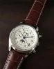 U1 Top-grade AAA Clássico Homem Relógio Mecânico Relógios Automáticos Para Homens Mostrador Branco Marrom Pulseira De Couro Genuíno Montre De Luxe Relógios De Pulso J792