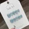 Короткие блестящие наклейки для ногтей, акриловые ногти ручной работы с полным покрытием, профессиональные японские наклейки для ногтей, милые искусственные ногти 240306