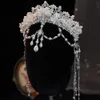 Bridal Tiara Crystal Pearl Wedding Crown Hair Accessories Luxury Bride Princess Diadem Headdress Headband Party Headwear Jewelry 240306