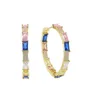 Brincos de argola geométricos quadrados baguette cz pastel colorido huggie brinco deslumbrante joias femininas da moda9923979