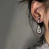 Pendientes colgantes Vintage con diamantes de imitación para mujer, gota de laúd chino negro, encanto creativo, accesorios étnicos estéticos de moda