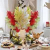 Fleurs décoratives 10pcs Noël Artificielle Glitter Feuilles de pin Branches DIY Guirlande Ornement d'arbre de Noël pour l'année de la maison Navidad Décor
