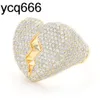 Iced Out Vvs Broken Heart Signet Ring Hip Hop Custom Jewelry Engraved Silver Men Letter Moissanite 925 Silver Ring