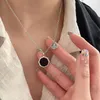 Ciondoli di buon auspicio Nafu Collana da donna in argento sterling 925 stile cinese piccolo design smalto nero catena con colletto gioielli di fascia alta