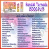 Fumot RandM Tornado 15000 затяжек Электронные сигареты 41 вкус Одноразовая ручка для вейпа 850 мАч Кальян Зарядка типа C 25 мл Предварительно заполненный контейнер Дисплей для батареи Разз-бар 15 тыс. Вейпер 15000