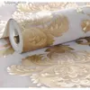 Decoratieve objecten beeldjes ovoin behang kaki antiek goud damast behang voor woonkamer of slaapkamer waterdicht PVC behang woondecoratieL240306