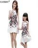 Mother Daughter Dresses Matching Teenage Girl Dress Retro Print Mommy and Me Clothes Sleeveless Dresses Family Matching Outfits2416120305