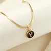 Pendant Necklaces Rinhoo Stainless Steel Round Initial Letter Name Necklace For Women Fashion A-Z Letters Friendship Choker Jewelry Gifts