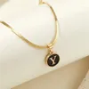 Hanger kettingen rinhoo roestvrijstalen ronde eerste letternaam ketting voor vrouwen mode a-z letters vriendschap choker sieraden geschenken