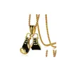 Pendentif Colliers Gants de boxe en acier inoxydable pendentif collier pour hommes individualité Fitness chaînes de sport Hip Hop bijoux cadeau Drop Dhdh9