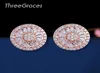 Stud Threegraces Gorgeous CZ Stone Fashion Jewelry Pave Seting Cubic Zirconia Rose Gold Color Big Earrings for Women Gift ER2888657205