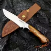 Neues A2285 Gerades Messer D2 Satin-Klinge mit gerader Spitze aus Palisander mit Stahlkopfgriff Outdoor Survival Taktisches Messer mit Lederscheide