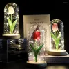 Nocne światła LED Glass Szkło sztuczna róża Tulip Flowers Walentynki Wedding Forever Flower for Women Micro Krajobraz Party