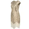 Robe Art déco Great Gatsby Robe Oneck Cap Sleeve Vintage Sequin Perle Tassel 1920 Robe de clapet rugissant 20 Costumes de fête Robe