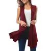 Gilets pour femmes Femmes Cardigan sans manches Gilet d'été ouvert avant drapé mi-longueur asymétrique ourlet gilet manteau léger