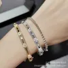 V bangle versão alta fanjia trevo caleidoscópio pulseira feminina edição estreita pulseira de diamante v ouro 18k ouro rosa