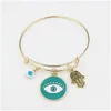 Pulseras con dijes Venta al por mayor Pulsera de mal de ojo Hamsa Mano de protección Brazalete para sus mujeres Día de la madre Joyería Regalos Entrega de gota Dho3D