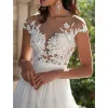 Robe femmes Toast Sexy dentelle fendue robe de soirée de mariage blanc à manches courtes fleur longue robes de soirée élégantes pour les femmes vêtements