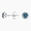 Boucles d'oreilles en argent Sterling S925, bijoux avec topaze bleue de Londres et diamant