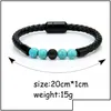 Charme Pulseiras Charme Pulseiras Jóias Mens Genuíno Couro Lava Rock Bead Suportes Para Mulheres Natural Turquesa Óleo Essencial Difuso Dhgai