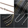 Chains M Stainless Steel Twisted Rope Chain Necklaces For Men Women Gold Black Hip Hop Titanium Choker Fashion Party Jewelry Drop Deli Dhw78