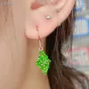 Dangle Earrings Total 1.8ct 3mm VVS Grade Natural Diopside Drop Simple 925 Silver Chrome For Party