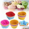 Cupcake 5pc/Lot Sile Cupcake Mold Heart Cakes Muffin Molds Bakeware Non-Stick Heat Motent Reusable Kitchen Cooking Maker Diy Cake D Dhcad