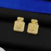 Luxury Stud Earrings Full Diamonds V Letter Brass Perfume Bottle Earring For Women Party Gift