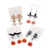 Dangle Küpeler 1Pair Spooky Cadılar Bayramı Damla Küpe Akrilik Çiçek Kafatası Boo Kabak Yarasası Kadın Kız Tatil Doğum Günü Hediyesi