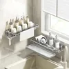 Kitchen Storage Sink Drain Rack Organizer Wall-Mounted Sponges Dishcloth Self-Adhesion Bathroom Soap Toiletries Holder