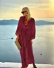 2024 Täcker kvinnor Bohemian Maxi Long Kimono Tunic Cape Beach Dress Fashion Vintage paljett Cardigan Party Gold Red Kvinna 240304