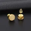 R.GEM. Kvinnor fina smycken valentiner gåva hiphop studörhängen 14k gul guld skruv tillbaka riktig rund snitt vvs moissanite örhänge