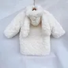 Manteau d'hiver en duvet pour enfants, veste Parka en fourrure de peluche blanche, vêtements pour filles, fausse combinaison de neige, pardessus d'extérieur