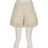 Shorts IAMHOTTY Zoete mesh gelaagde shorts met ruches Rokken Kaki Brede vorm Zijbandage Leuke hotpants Lolitastijl Zachte meisjesshorts Y2K