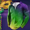 T-shirts pour hommes Carnaval Col à fermeture éclair Chemise haute à manches longues