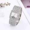 Wristwatches Simple Square Steel Belt Gold Watch Ladies Fashion Casual Alloy Bracelet Diamond Scale Dial294t