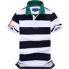 Men's Polos Wholesale summer stripe stitching embroidery plus size shirt Fashion lapel cotton loose short sleeve mens fashion t-shirt